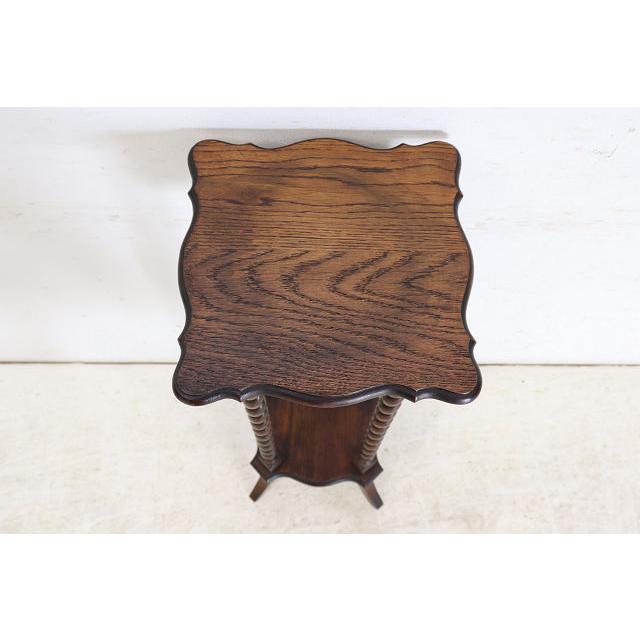 an-9　1890年代イギリス製アンティーク ヴィクトリアン オーク バリーシュガーツイスト プランタースタンド 花台 四角 スクエア送料無用 |  | 06