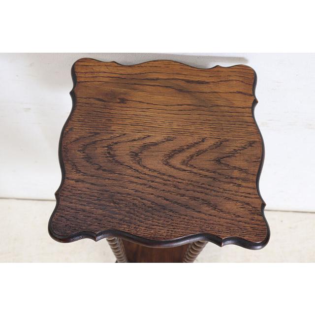 an-9　1890年代イギリス製アンティーク ヴィクトリアン オーク バリーシュガーツイスト プランタースタンド 花台 四角 スクエア送料無用 |  | 07