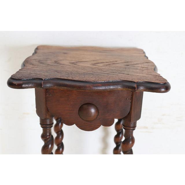 an-9　1890年代イギリス製アンティーク ヴィクトリアン オーク バリーシュガーツイスト プランタースタンド 花台 四角 スクエア送料無用 |  | 09