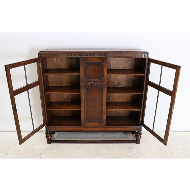 bk-38　1930年代イギリス製アンティーク ソリッドオーク ダブルカップレッグ ブックケース 無垢材 書棚 本棚 本箱 送料無料 |  | 08