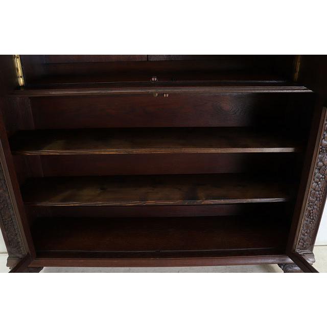 bk-3　1880年代イギリス製アンティーク ビクトリアン オーク ブックケース 書棚 本棚 本箱 彫刻された 大型 棚 |  | 08