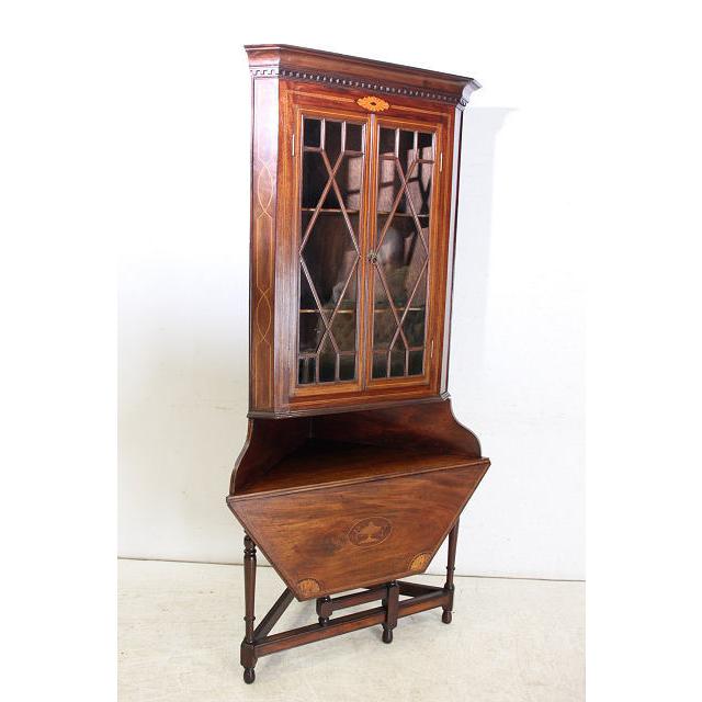 ca-2　1940年代 イギリス製 アンティーク　マホガニー　エドワーディアンスタイル　テーブル付き　コーナーキャビネット |  | 17