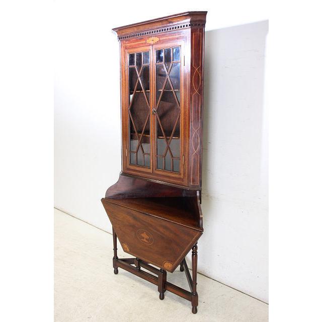 ca-2　1940年代 イギリス製 アンティーク　マホガニー　エドワーディアンスタイル　テーブル付き　コーナーキャビネット |  | 02