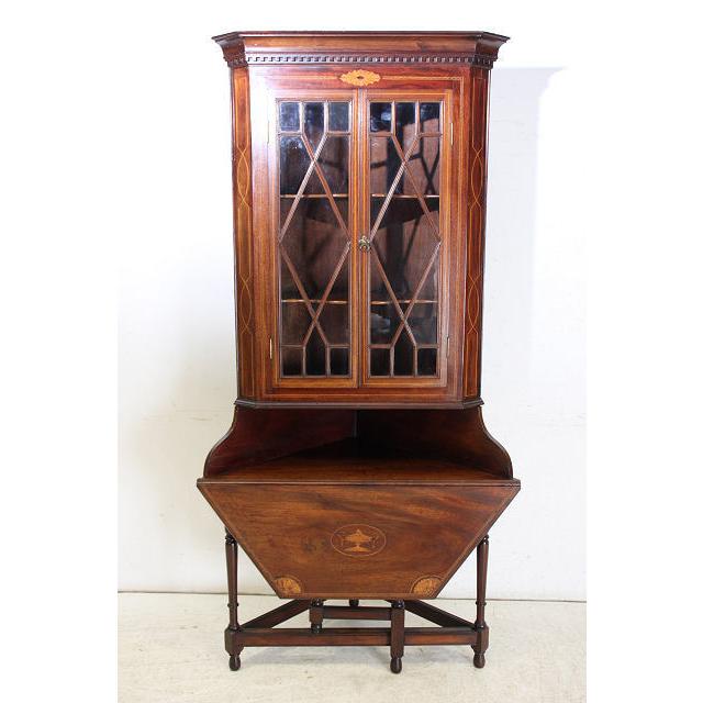 イギリスアンティーク コーナーキャビネット 象嵌 ウォルナット イギリスアンティーク コーナーキャビネット 象嵌 ウォルナット