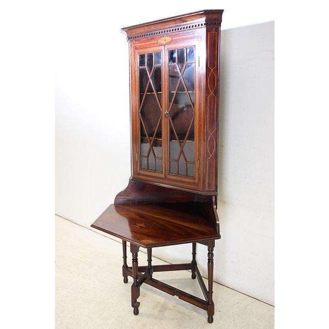 ca-2　1940年代 イギリス製 アンティーク　マホガニー　エドワーディアンスタイル　テーブル付き　コーナーキャビネット |  | 05