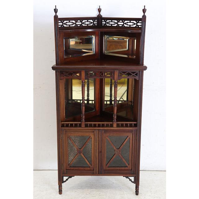 ca-3　1890年代イギリス製アンティーク　ビクトリアン　マホガニー　エンパイヤ　ミラーバックコーナーキャビネット |  | 03