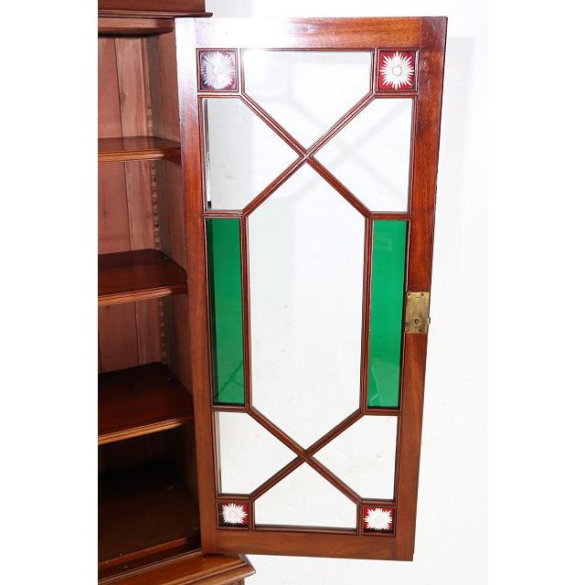 cb-11　1890年代イギリス製アンティーク　ソリッドオーク　無垢材　色ガラス　カップボード　大型　食器棚　キッチン収納家具 |  | 11