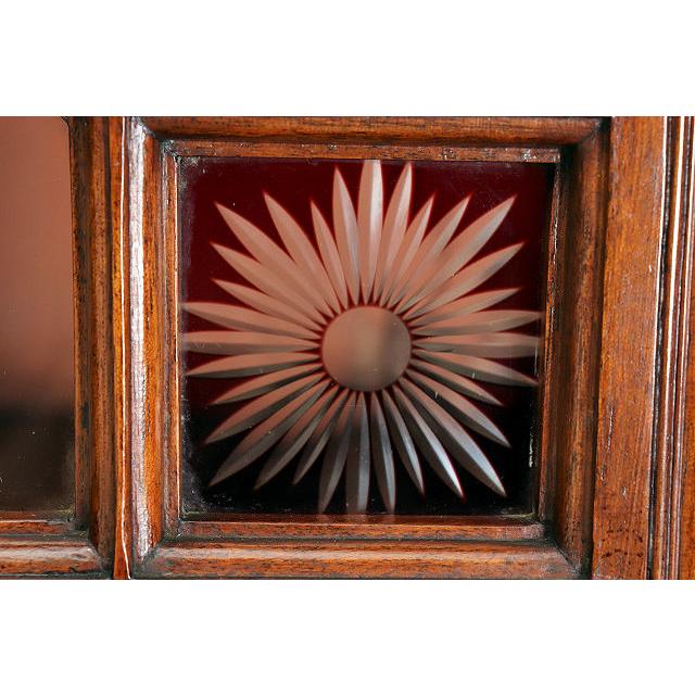 cb-11　1890年代イギリス製アンティーク　ソリッドオーク　無垢材　色ガラス　カップボード　大型　食器棚　キッチン収納家具 |  | 13