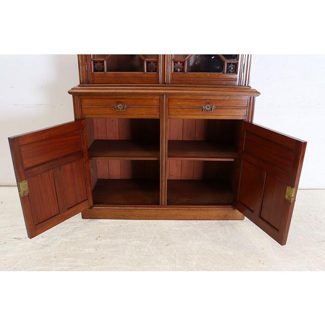 cb-11　1890年代イギリス製アンティーク　ソリッドオーク　無垢材　色ガラス　カップボード　大型　食器棚　キッチン収納家具 |  | 16