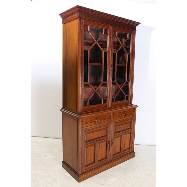 cb-11　1890年代イギリス製アンティーク　ソリッドオーク　無垢材　色ガラス　カップボード　大型　食器棚　キッチン収納家具 |  | 18