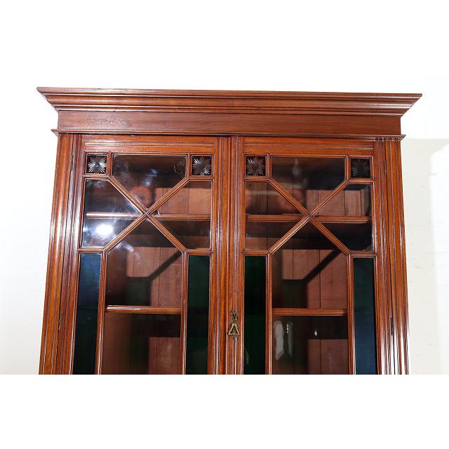 cb-11　1890年代イギリス製アンティーク　ソリッドオーク　無垢材　色ガラス　カップボード　大型　食器棚　キッチン収納家具 |  | 04