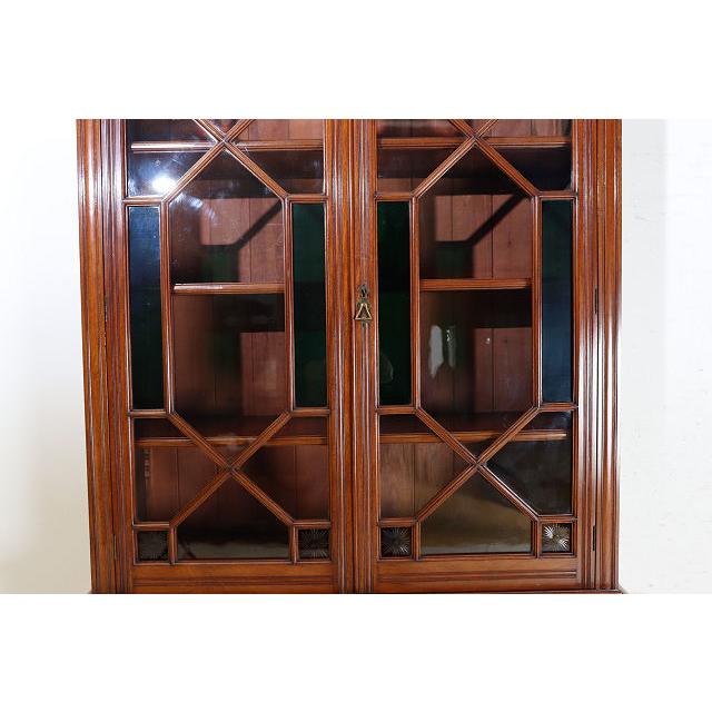 cb-11　1890年代イギリス製アンティーク　ソリッドオーク　無垢材　色ガラス　カップボード　大型　食器棚　キッチン収納家具 |  | 05