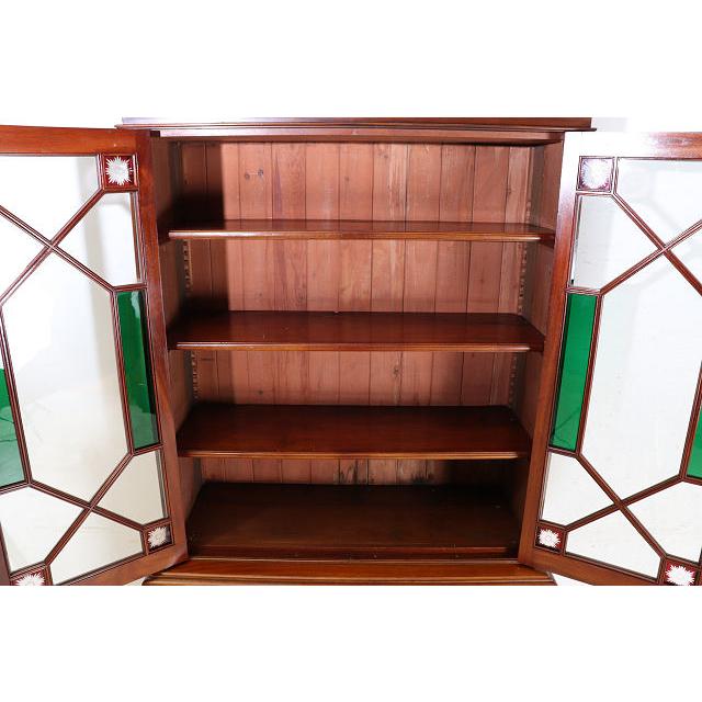 cb-11　1890年代イギリス製アンティーク　ソリッドオーク　無垢材　色ガラス　カップボード　大型　食器棚　キッチン収納家具 |  | 09