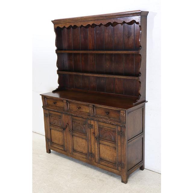 cb-12　1960年代イギリス製ビンテージ オーク 大型 ラージ オープンカップボード キッチンボード 食器棚 ディスプレイ台ビンテージ 店舗什器 送料無料 |  | 02