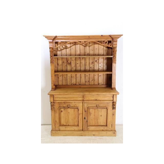 cb-16　1960年代イギリス製ビンテージ オーク オールドパイン アンティークパイン オープンカップボード キッチンボード 食器棚 大型 送料無料 | 