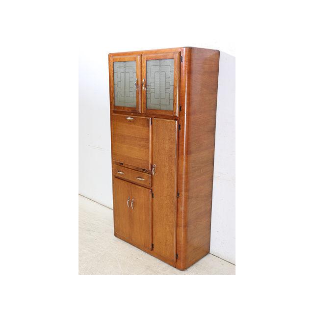 cb-1　1960年代イギリス製ビンテージ　オーク　アールデコ　キッチンカップボード　食器棚 |  | 01