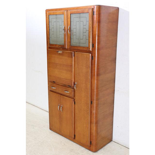 cb-1　1960年代イギリス製ビンテージ　オーク　アールデコ　キッチンカップボード　食器棚 |  | 03