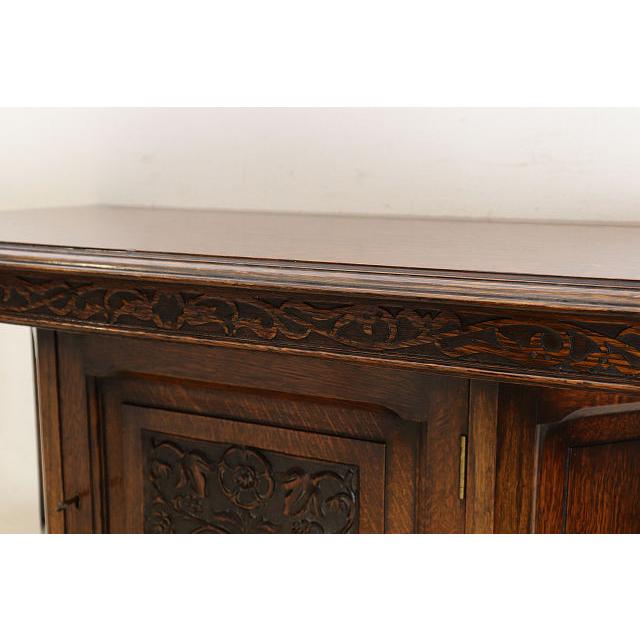 cb-4　1930年代イギリス製アンティーク ビクトリアンスタイル オーク カーブド コートカップボード 彫刻 食器棚 送料無料 |  | 11