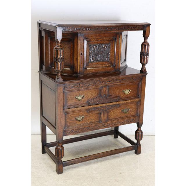 cb-4　1930年代イギリス製アンティーク ビクトリアンスタイル オーク カーブド コートカップボード 彫刻 食器棚 送料無料 |  | 18