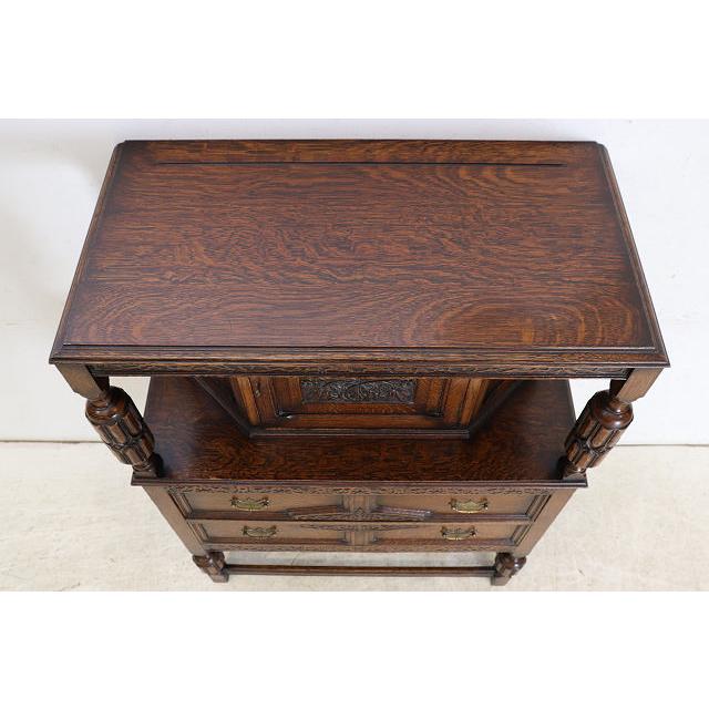 cb-4　1930年代イギリス製アンティーク ビクトリアンスタイル オーク カーブド コートカップボード 彫刻 食器棚 送料無料 |  | 04