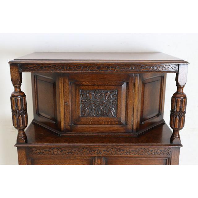 cb-4　1930年代イギリス製アンティーク ビクトリアンスタイル オーク カーブド コートカップボード 彫刻 食器棚 送料無料 |  | 05