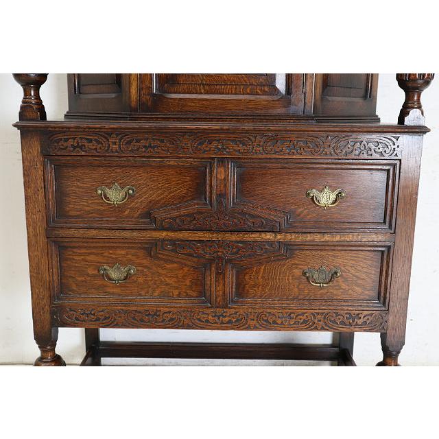 cb-4　1930年代イギリス製アンティーク ビクトリアンスタイル オーク カーブド コートカップボード 彫刻 食器棚 送料無料 |  | 06