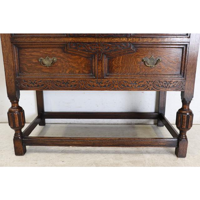 cb-4　1930年代イギリス製アンティーク ビクトリアンスタイル オーク カーブド コートカップボード 彫刻 食器棚 送料無料 |  | 07