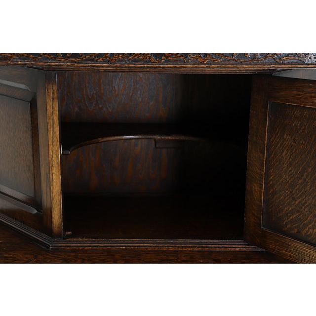 cb-4　1930年代イギリス製アンティーク ビクトリアンスタイル オーク カーブド コートカップボード 彫刻 食器棚 送料無料 |  | 09