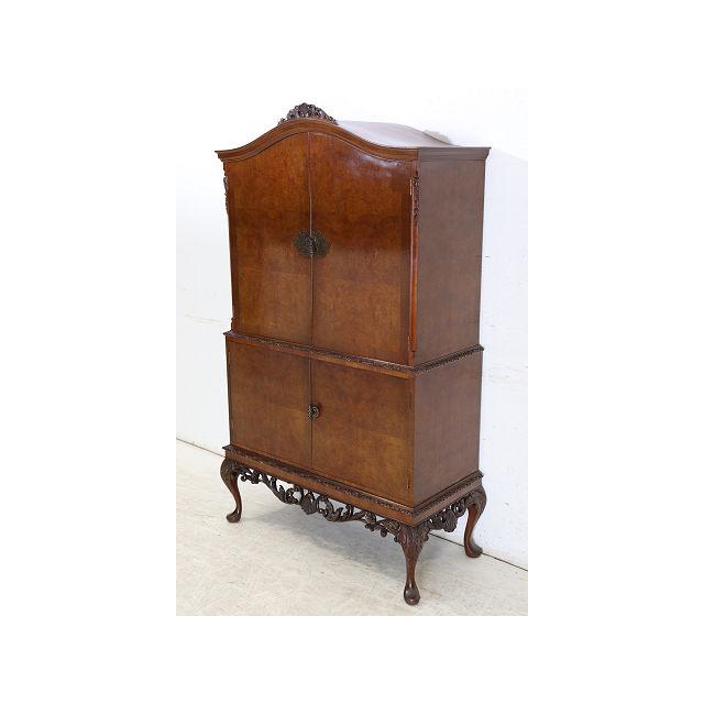 cb-5　1960年代イギリス製ヴィンテージ　ウォルナット　ビクトリアンスタイル　カクテルキャビネット　カップボード　食器棚　収納家具 |  | 01