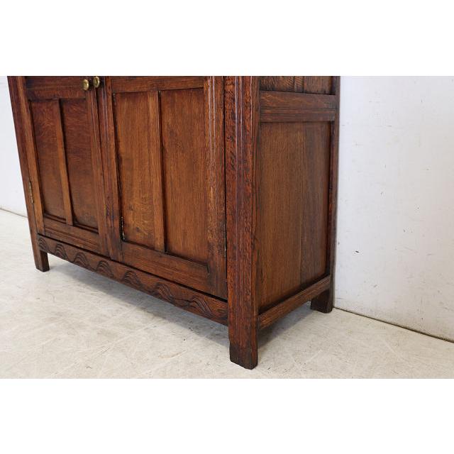 cb-7　1860年代イギリス製アンティーク アーリービクトリアン 無垢 オーク材 コートカップボード 食器棚 彫刻された 収納家具 手彫り |  | 16