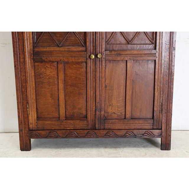 cb-7　1860年代イギリス製アンティーク アーリービクトリアン 無垢 オーク材 コートカップボード 食器棚 彫刻された 収納家具 手彫り |  | 06