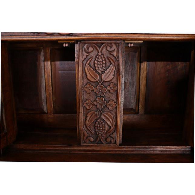 cb-7　1860年代イギリス製アンティーク アーリービクトリアン 無垢 オーク材 コートカップボード 食器棚 彫刻された 収納家具 手彫り |  | 07