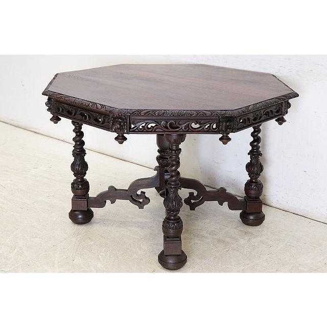 cd-22　1880年代イギリス製アンティーク ビクトリアン オーク サイドテーブル 彫刻された オケージョナルテーブル ホールテーブル 送料無料 |  | 04