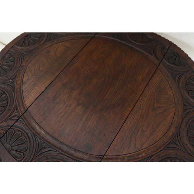 cd-23　1920年代イギリス製アンティーク オーク バタフライサイドテーブル ティーテーブル ゲイトレッグ バタフライ 伸長式 彫刻 送料無料 |  | 11