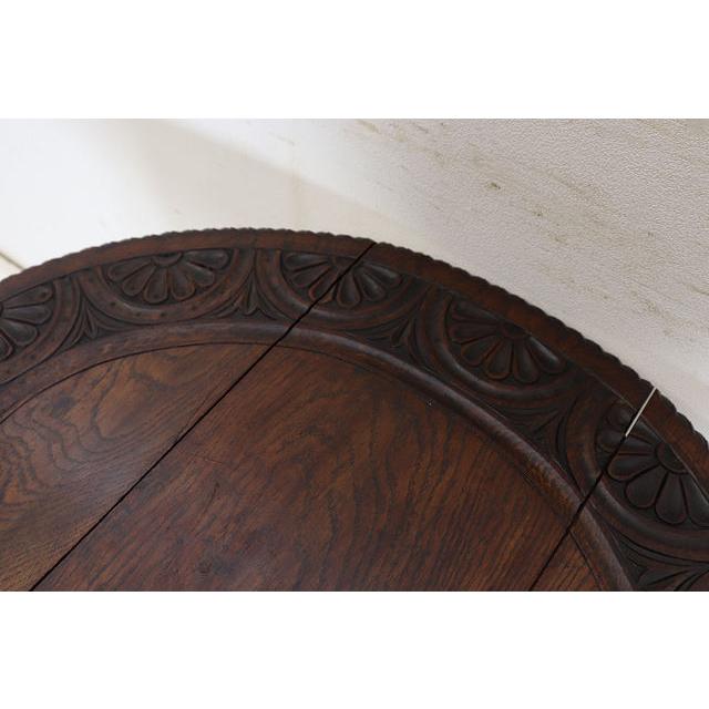 cd-23　1920年代イギリス製アンティーク オーク バタフライサイドテーブル ティーテーブル ゲイトレッグ バタフライ 伸長式 彫刻 送料無料 |  | 12