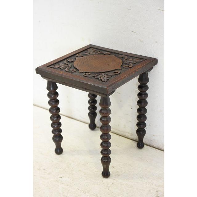 cd-5　1930年代イギリス製アンティーク　オーク　カーブド　彫刻　サイドテーブル　チャーチテーブル |  | 03