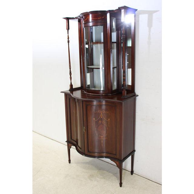 ce-15　1900年代 イギリス製 アンティーク　マホガニー　エドワーディアン　インレイド　ミラーバック　ディスプレイ　キャビネット |  | 03