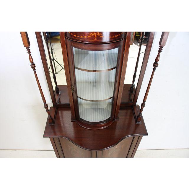 ce-15　1900年代 イギリス製 アンティーク　マホガニー　エドワーディアン　インレイド　ミラーバック　ディスプレイ　キャビネット |  | 07