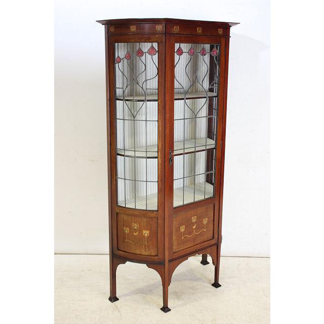 ce-20　1910年代 イギリス製 アンティーク　マホガニー　アーツ アンド クラフツ　インレイド　ガラスキャビネット |  | 17