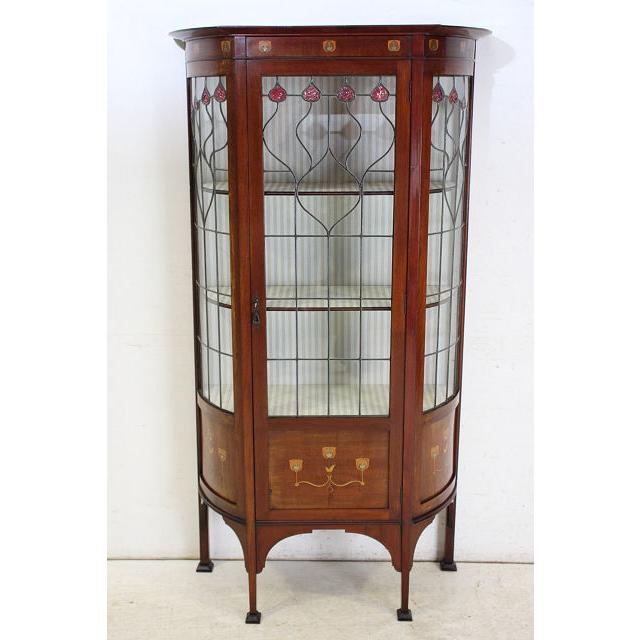 ce-20　1910年代 イギリス製 アンティーク　マホガニー　アーツ アンド クラフツ　インレイド　ガラスキャビネット |  | 02