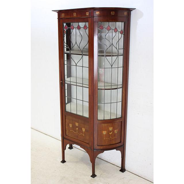 ce-20　1910年代 イギリス製 アンティーク　マホガニー　アーツ アンド クラフツ　インレイド　ガラスキャビネット |  | 03