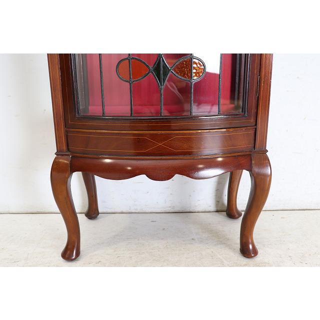 ce-27　1890年代イギリス製アンティーク　ビクトリアン　マホガニー　ステンドグラス　ミラーバック　ディスプレイキャビネット　飾り棚　ショウケース |  | 11