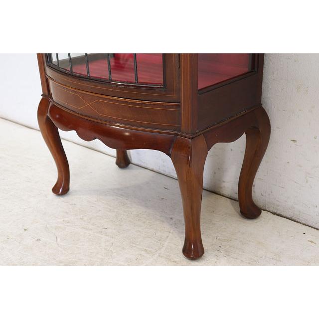 ce-27　1890年代イギリス製アンティーク　ビクトリアン　マホガニー　ステンドグラス　ミラーバック　ディスプレイキャビネット　飾り棚　ショウケース |  | 18