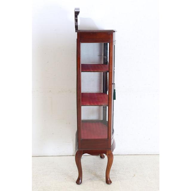 ce-27　1890年代イギリス製アンティーク　ビクトリアン　マホガニー　ステンドグラス　ミラーバック　ディスプレイキャビネット　飾り棚　ショウケース |  | 19