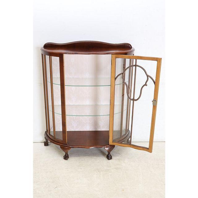 ce-2　1960年代イギリス製アンティーク ウォルナット ボウルクロウフット ハーフムーン ガラスキャビネット 飾り棚 ショーケース ディスプレイ |  | 10