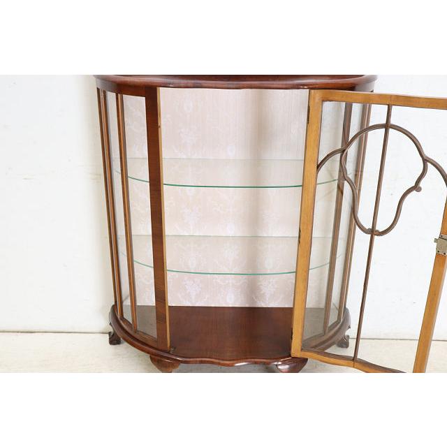 ce-2　1960年代イギリス製アンティーク ウォルナット ボウルクロウフット ハーフムーン ガラスキャビネット 飾り棚 ショーケース ディスプレイ |  | 11