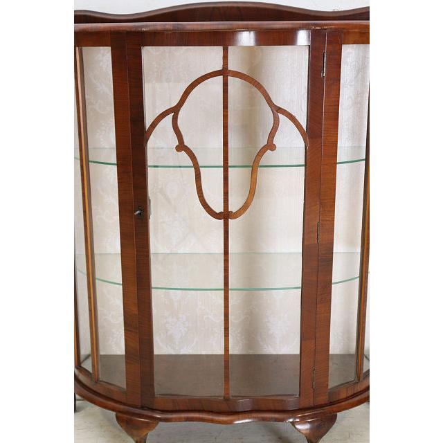 ce-2　1960年代イギリス製アンティーク ウォルナット ボウルクロウフット ハーフムーン ガラスキャビネット 飾り棚 ショーケース ディスプレイ |  | 16