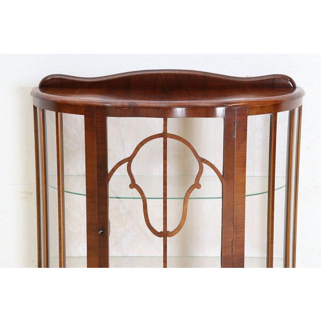 ce-2　1960年代イギリス製アンティーク ウォルナット ボウルクロウフット ハーフムーン ガラスキャビネット 飾り棚 ショーケース ディスプレイ |  | 07