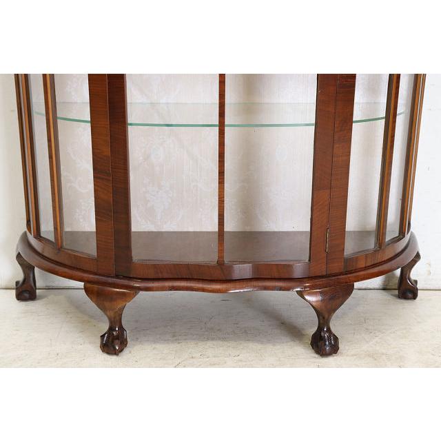 ce-2　1960年代イギリス製アンティーク ウォルナット ボウルクロウフット ハーフムーン ガラスキャビネット 飾り棚 ショーケース ディスプレイ |  | 09