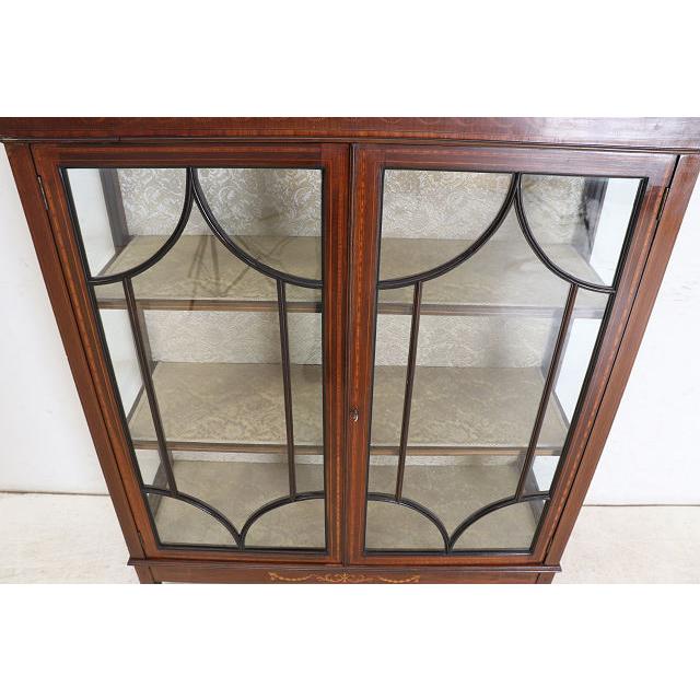 ce-32　1910年代イギリス製アンティーク エドワーディアン マホガニー ディスプレイキャビネット 象嵌細工 飾り棚 ショーケース 店舗什器 送料無料 |  | 14